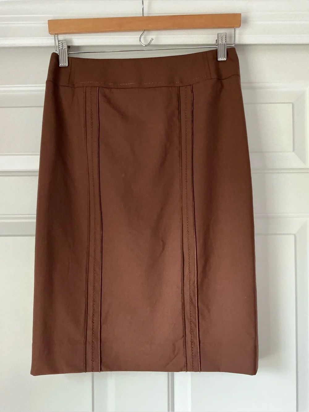Carlisle Wool Brown Tailored Straight Pencil Skirt 2
